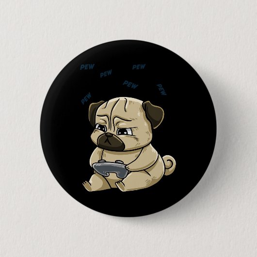 Badge Rond 5 Cm Carlin Pew Gamepad Cute Hob (Devant)