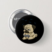 Badge Rond 5 Cm Carlin Pew Gamepad Cute Hob (Devant & derrière)