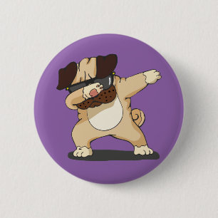 Badge Rond 5 Cm Carlin tamponnant frais avec l'insigne de lunettes