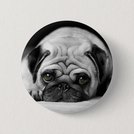 Badge Rond 5 Cm Carlin triste (Devant)