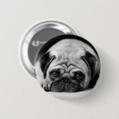 Badge Rond 5 Cm Carlin triste (Devant & derrière)
