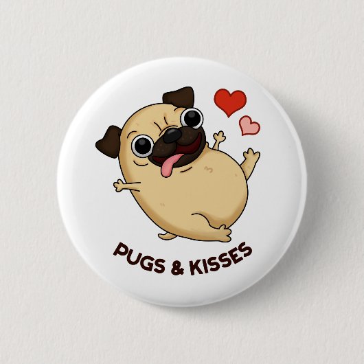 Badge Rond 5 Cm Carlins Et Baisers Drôle Chien Pun (Devant)