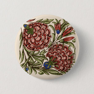 Badge Rond 5 Cm Carnation Carrelage Fleur Antique Art Rustique