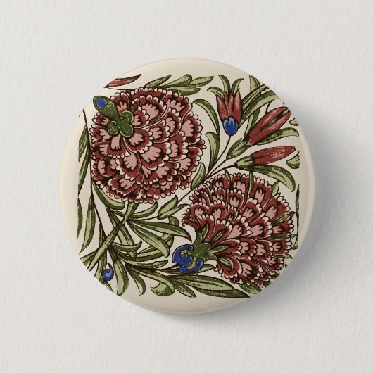 Badge Rond 5 Cm Carnation Carrelage Fleur Antique Art Rustique (Devant)