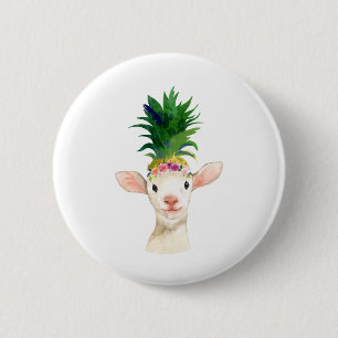Badge Rond 5 Cm Carnaval d'agneau de moutons d'ananas
