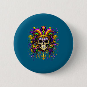 Badge Rond 5 Cm Carnaval de crânes de sucre minimal de Mardi Gras