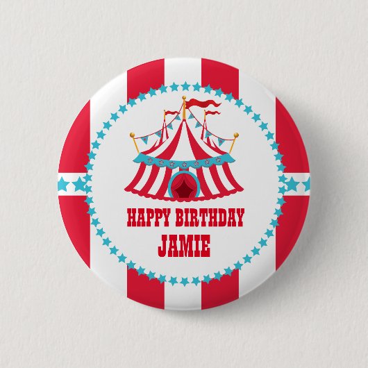 Badge Rond 5 Cm Carnaval ou tente de cirque, bouton d'anniversaire (Devant)