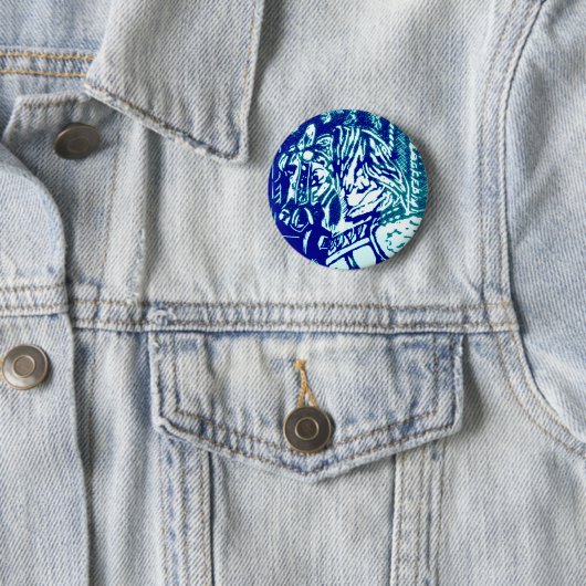 Badge Rond 5 Cm Carnival Horse Blues (En situation)