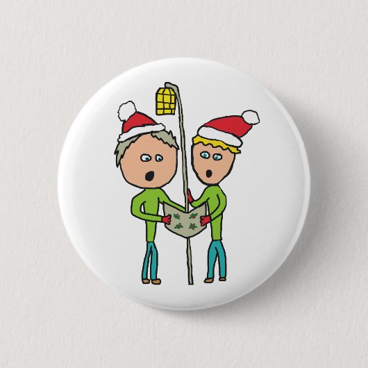 Badge Rond 5 Cm Carol Singing (Devant)