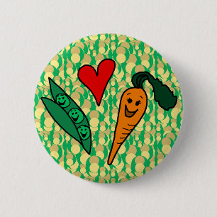 Badge Rond 5 Cm Carottes d'amour de pois, conception verte et