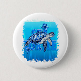 Badge Rond 5 Cm Carré de la mer bleue de tortue