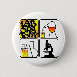 BADGE ROND 5 CM CARRÉ DU LOGO 4 DE LABORATOIRE - ICÔNES DE