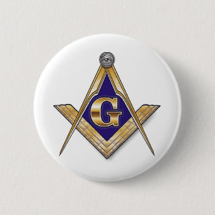 Badge Rond 5 Cm Carré et boussoles discrets de bleu