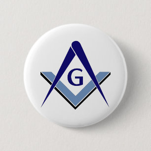 Badge Rond 5 Cm Carré et boussoles modernes de bleu