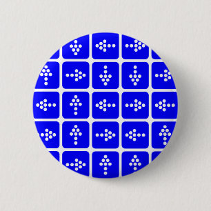 Badge Rond 5 Cm CARRÉ Flèche LED bleu
