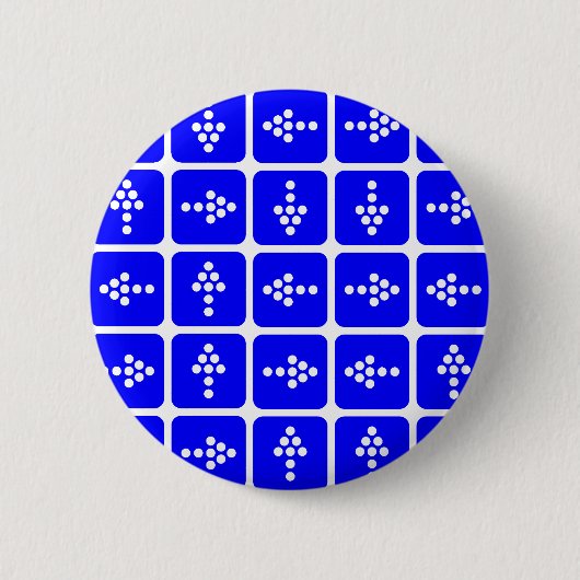 Badge Rond 5 Cm CARRÉ Flèche LED bleu (Devant)