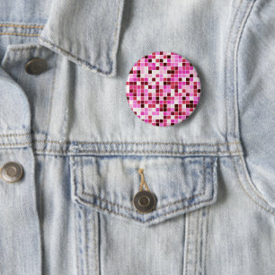 Badge Rond 5 Cm Carreaux de piscine, Carreaux de mosaïque rose, Mo