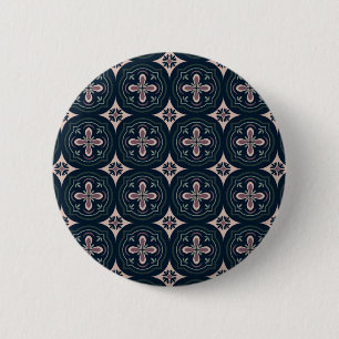 Badge Rond 5 Cm carreaux géométriques floraux de couleur terreuse