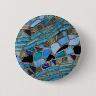 Badge Rond 5 Cm Carrelage mosaïque bleu et vert