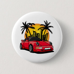 Badge Rond 5 Cm Carrera Classique Rouge dans le Coucher de Soleil