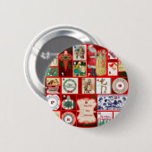 Badge Rond 5 Cm Carrés de l'illustration de Noël (Devant & derrière)