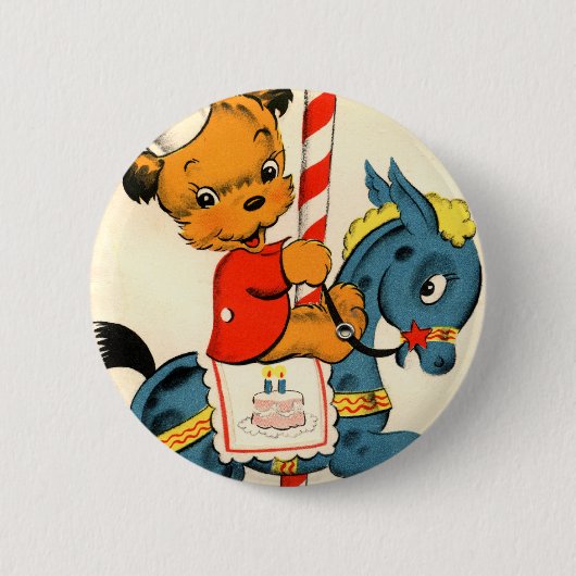 Badge Rond 5 Cm Carrousel d'anniversaire (Devant)