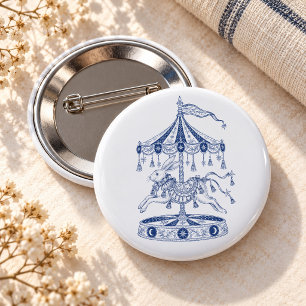 Badge Rond 5 Cm Carrousel de Lapin Fantaisiste Bouton de Livre d'H