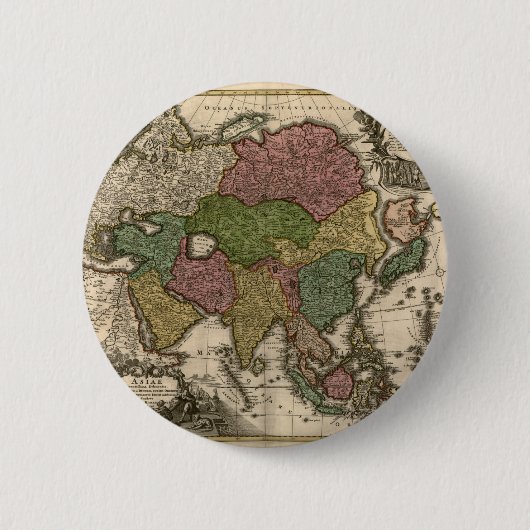 Badge Rond 5 Cm carte 1700's de l'Asie (Devant)