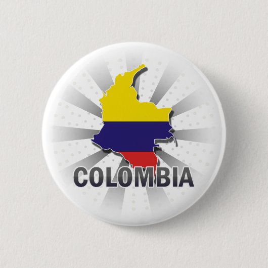 Badge Rond 5 Cm Carte 2,0 de drapeau de la Colombie (Devant)
