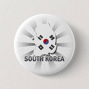 Badge Rond 5 Cm Carte 2,0 de drapeau de la Corée du Sud