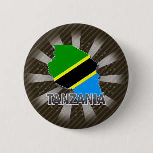 Badge Rond 5 Cm Carte 2,0 de drapeau de la Tanzanie