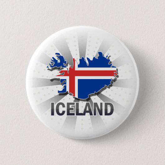 Badge Rond 5 Cm Carte 2,0 de drapeau de l'Islande (Devant)