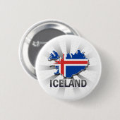 Badge Rond 5 Cm Carte 2,0 de drapeau de l'Islande (Devant & derrière)