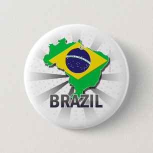 Badge Rond 5 Cm Carte 2,0 de drapeau du Brésil