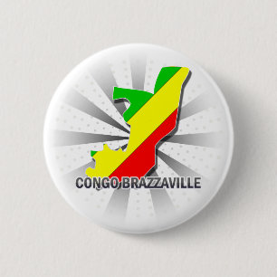 Badge Rond 5 Cm Carte 2,0 de drapeau du Congo Brazzaville