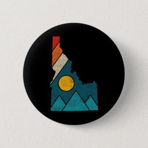 Badge Rond 5 Cm Carte ancienne de l'Idaho Montagnes Randonneurs Ca