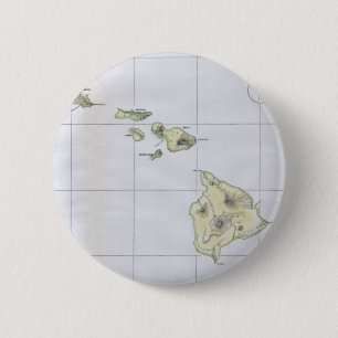 Badge Rond 5 Cm Carte ancienne d'Hawaii (1883)
