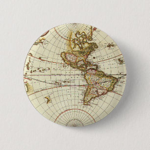 Badge Rond 5 Cm Carte ancienne du monde par Frederick de Wit, vers