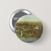 Badge Rond 5 Cm Carte antique avec une vue panoramique de Washingt (Devant & derrière)