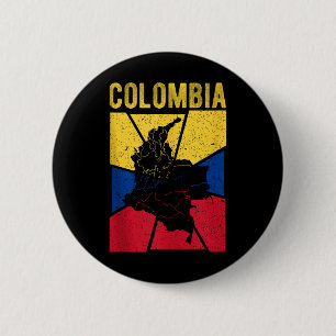 Badge Rond 5 Cm Carte de Colombie Drapeau Patriote Expatrié Nation