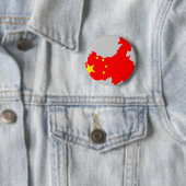Badge Rond 5 Cm Carte de drapeau de la Chine (En situation)
