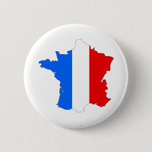 Badge Rond 5 Cm Carte de drapeau de la France normale