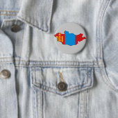Badge Rond 5 Cm Carte de drapeau de la Mongolie (En situation)