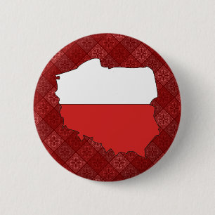 Badge Rond 5 Cm Carte de drapeau de la Pologne normale