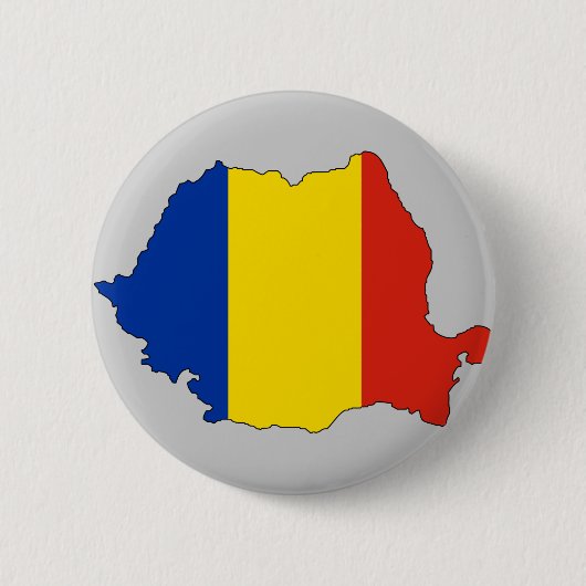 Badge Rond 5 Cm Carte de drapeau de la Roumanie (Devant)