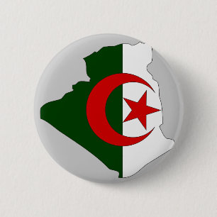Badge Rond 5 Cm Carte de drapeau de l'Algérie