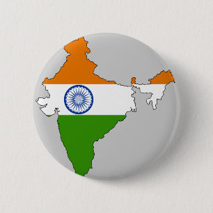 Badge Rond 5 Cm Carte de drapeau de l'Inde