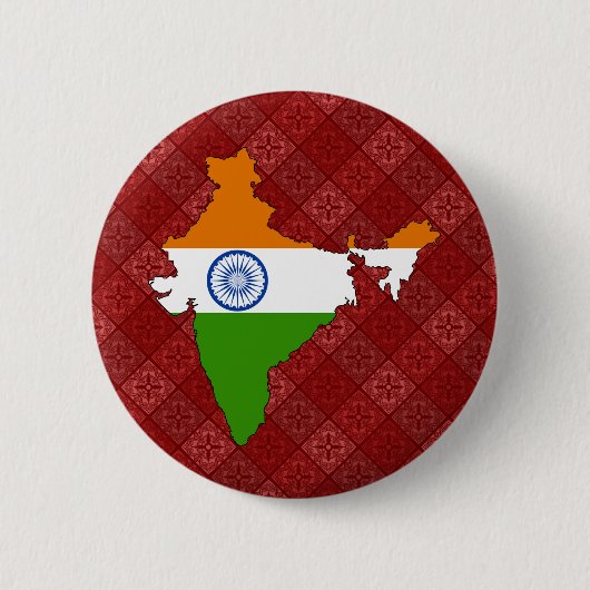 Badge Rond 5 Cm Carte de drapeau de l'Inde normale (Devant)
