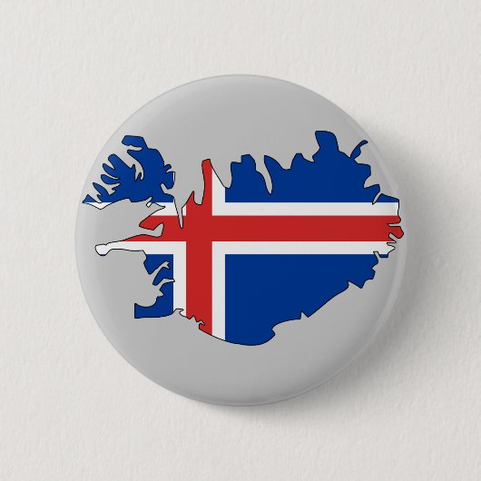 Badge Rond 5 Cm Carte de drapeau de l'Islande (Devant)