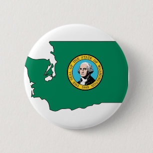 Badge Rond 5 Cm Carte de drapeau de Washington